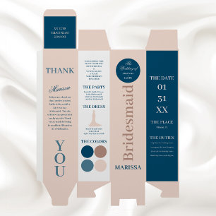 Modern Blush & Navy Bridesmaid Details Wine Box