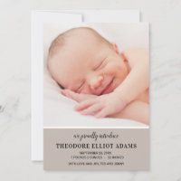 Modern Blush Neutral Baby Photo Collage Birth Announcement