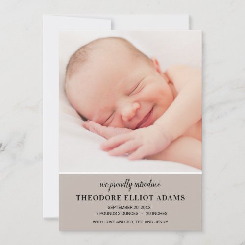 Modern Blush Neutral Baby Photo Collage Birth Announcement