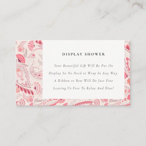 Modern Blush Paisley Display Shower Baby Shower Enclosure Card
