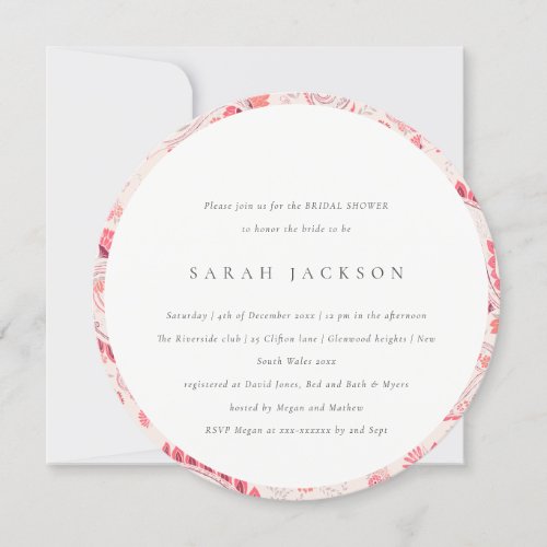 Modern Blush Paisley Typography Bridal Shower Invitation