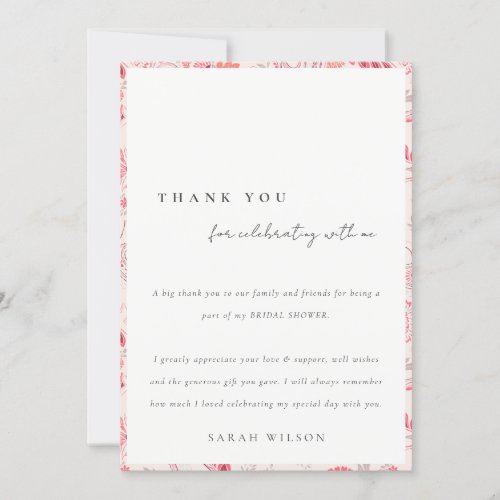 Modern Blush Paisley Typography Bridal Shower Thank You Card