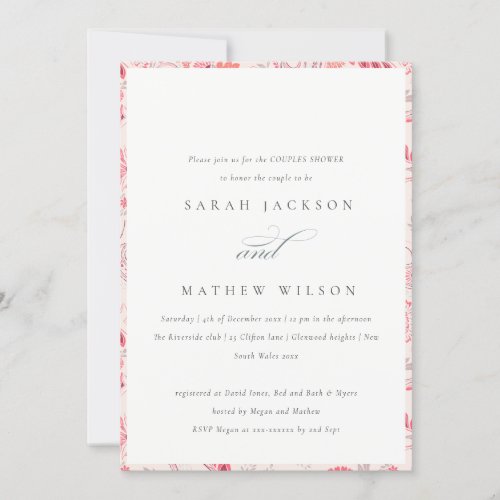 Modern Blush Paisley Typography Couples Shower Invitation