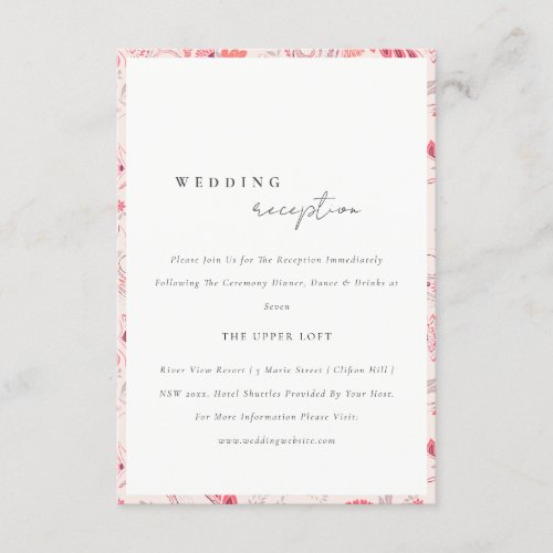 Modern Blush Paisley Typography Wedding Reception Enclosure Card
