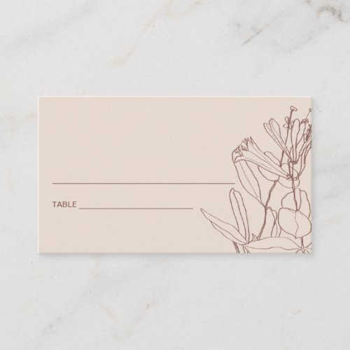 MODERN BLUSH PASTEL LINE DRAWING FLORAL PLACE CARD