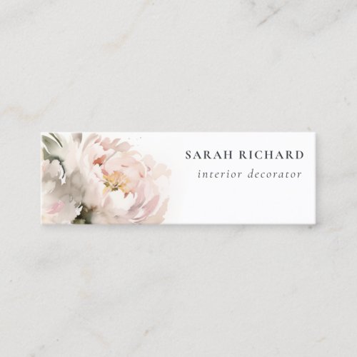 Modern Blush Peony Watercolor Floral Bunch Mini Business Card