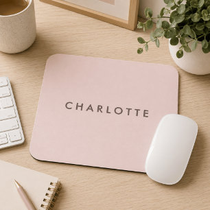 Modern Blush Personalized Name Mouse Pad