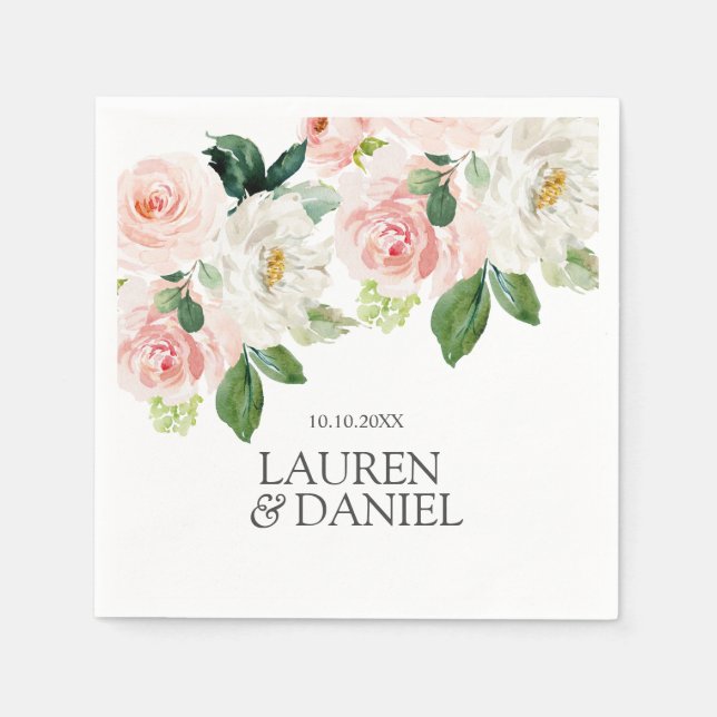 Modern Blush | Personalized pink wedding monogram Napkins (Front)