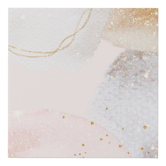 Modern blush pink abstract art faux canvas print (Front)