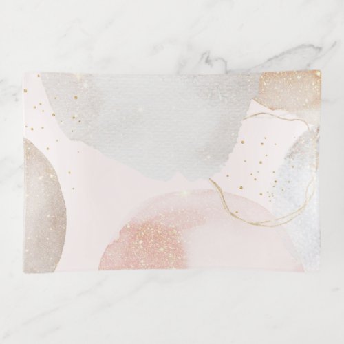 Modern blush pink abstract shapes trinket tray