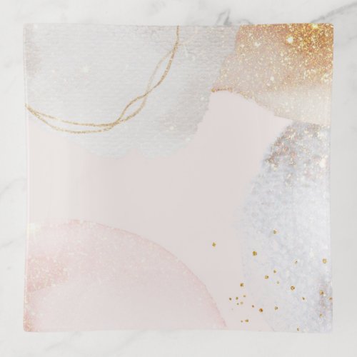 Modern blush pink abstract shapes trinket tray