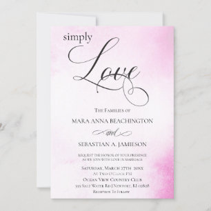 *~* Modern Blush Pink Abstract Watercolor Wedding Invitation