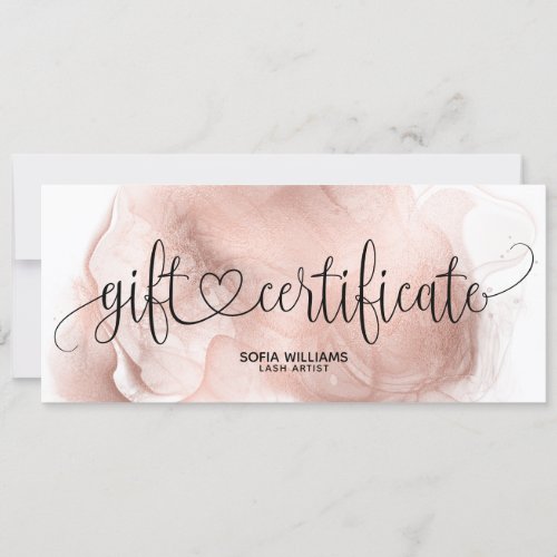 Modern Blush Pink Agate Certificate Gift Card