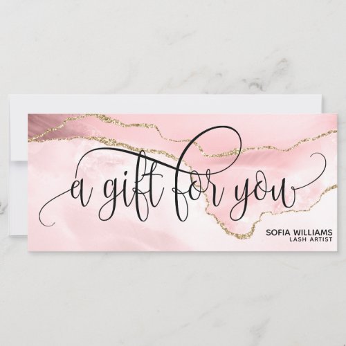Modern Blush Pink Agate Certificate Gift Card
