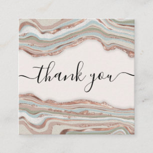 modern blush pink agate thank you for your order square business card