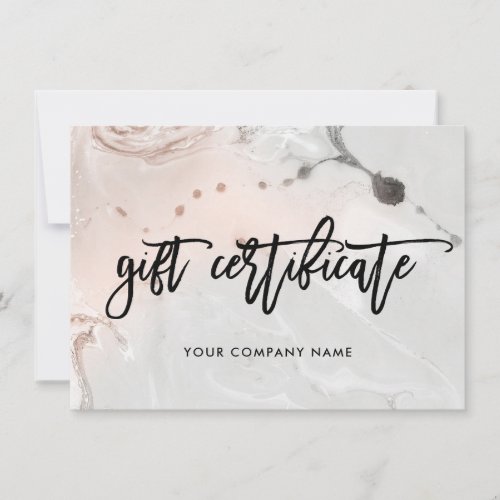 Modern Blush Pink and Gray Marble Gift Certificate