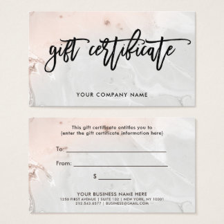 gift certificate size