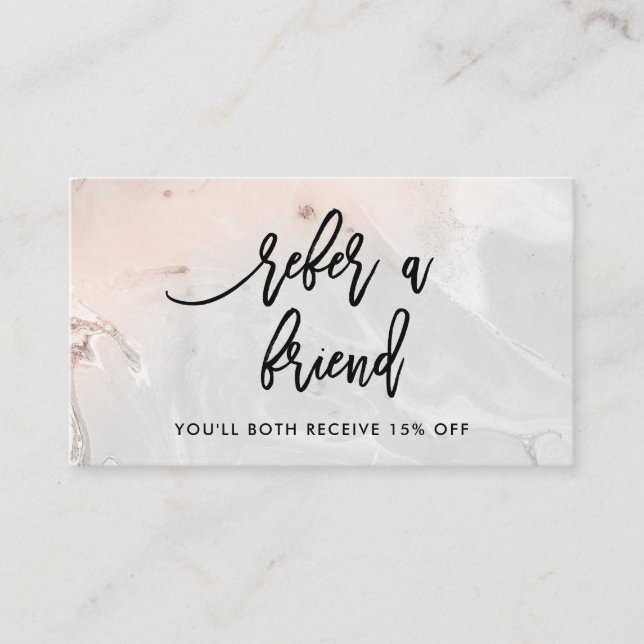 Modern Blush Pink and Gray Marble | Referral (Front)