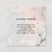 Modern Blush Pink and Gray Marble with Black Square Business Card (Back)