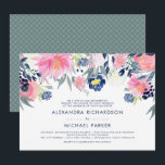 Modern Blush Pink and Navy Floral Wedding Invitation<br><div class="desc">This stylish and trendy wedding invitation features watercolor look blush pink and navy blue flowers and leaves. We have used art from LABFcreations.</div>