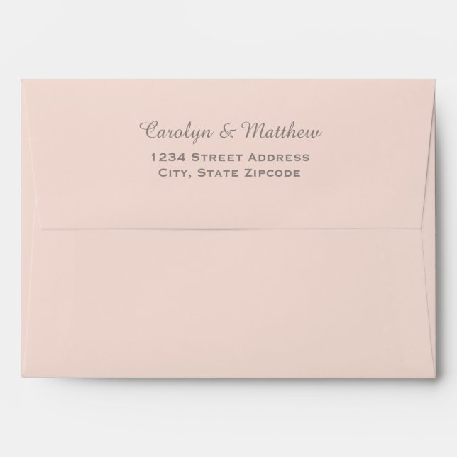Modern Blush Pink and Pewter Gray Wedding Envelope (Back (Top Flap))