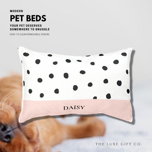 Modern Blush Pink and Polka Dot Custom Dog Bed