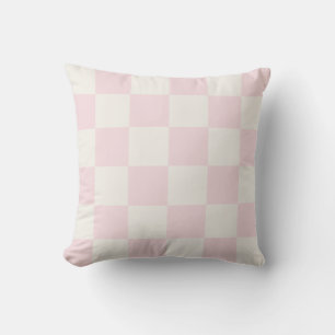Modern Blush Pink and Warm White Checkered Throw Pillow
