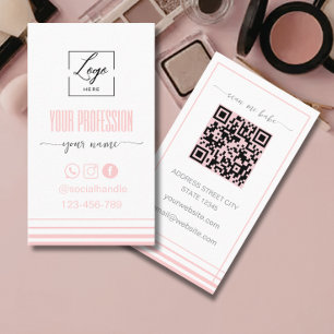Modern Blush pink and white Logo Business Card