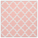 Modern Blush Pink and White Quatrefoil Pattern Fabric