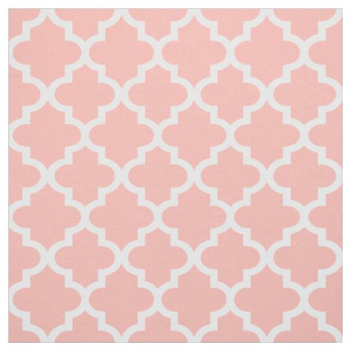 Modern Blush Pink and White Quatrefoil Pattern Fabric