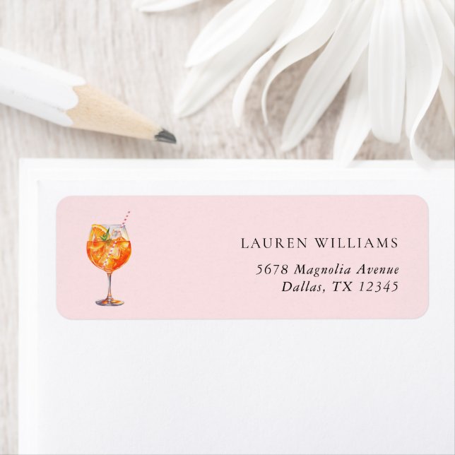 Modern Blush Pink Aperol Spritz Bridal Shower Label (Insitu)
