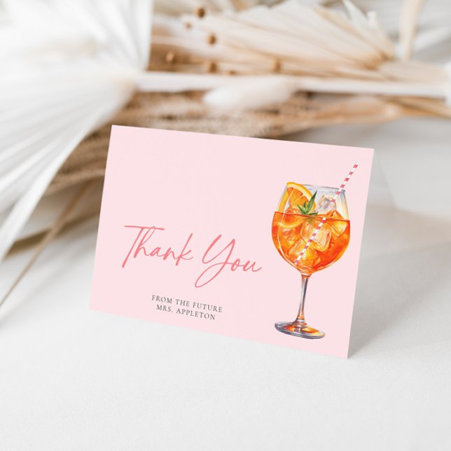 Modern Blush Pink Aperol Spritz Bridal Shower Thank You Card (Creator Uploaded)