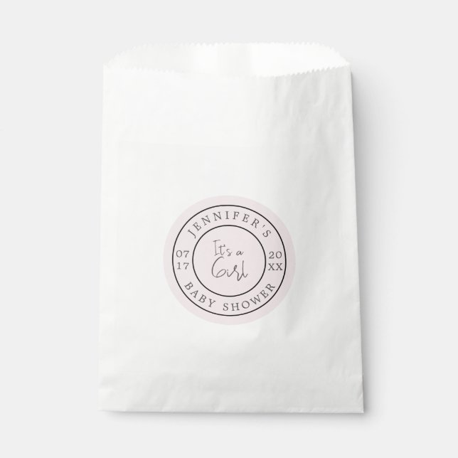 Modern Blush Pink  Baby Girl Shower Favor Bag (Front)