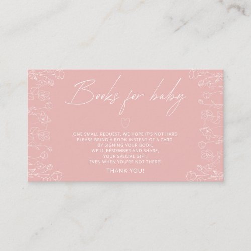 Modern Blush Pink Baby Shower Book Request  Enclosure Card