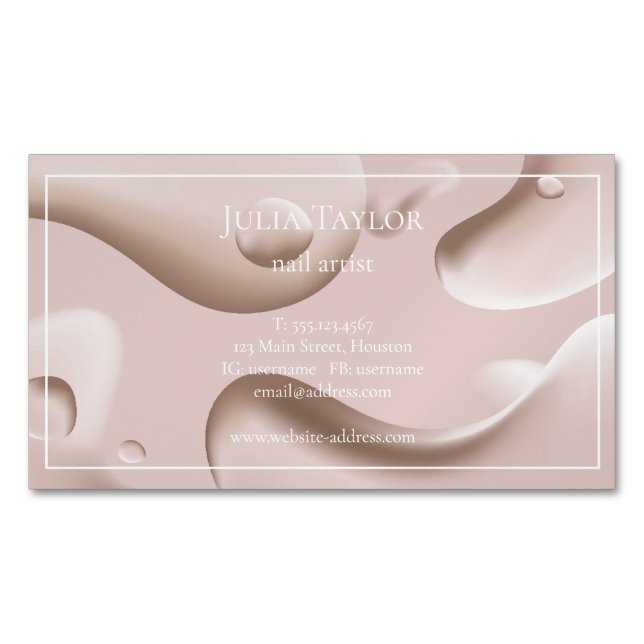 Modern Blush Pink Beauty Salon Nail Artist Business Card Magnet (Front)
