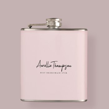 Modern Blush Pink Best Bridesmaid Ever Bridal  Flask by GOODSY at Zazzle