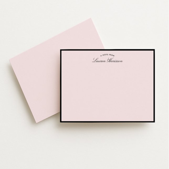 Modern Blush Pink Black Frame Note Card (Creator Uploaded)