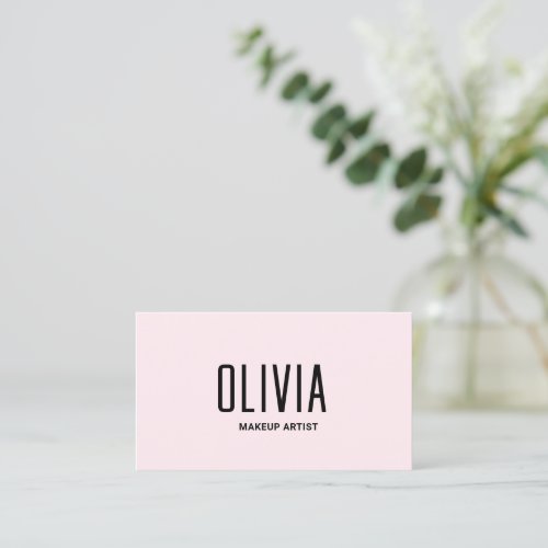 Modern Blush Pink Black Typography Elegant Chic Business Card