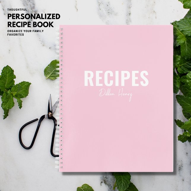 Modern Blush Pink Blank Personalized Recipe Book (Creator Uploaded)