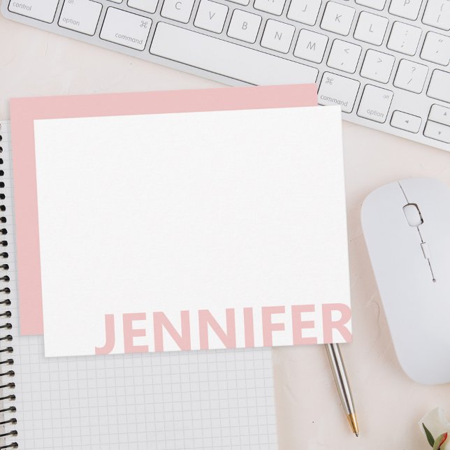 Modern Blush Pink Bold Monogram Note Card (Creator Uploaded)