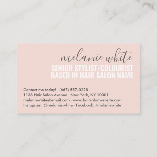 Modern blush pink boss babe script beauty hair business card | Zazzle