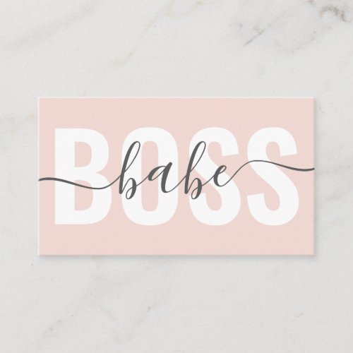 Modern blush pink boss babe script beauty hair business card