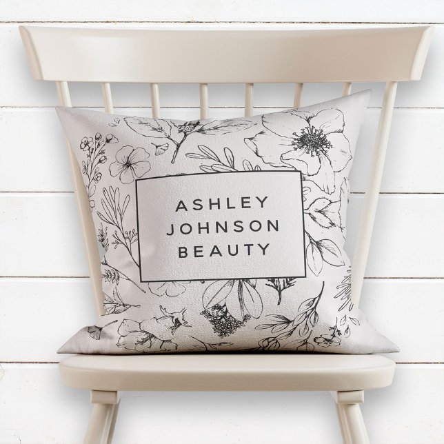 Modern Blush Pink Botanical Floral Business Throw Pillow (Creator Uploaded)