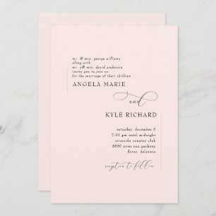 Modern Blush Pink Both Parents Wedding Invitation