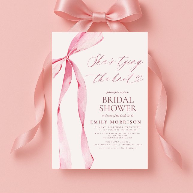 Modern Blush Pink Bow Bridal Shower Invitation (Creator Uploaded)