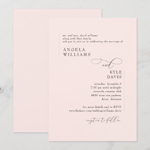 Modern Blush Pink Bride Parents Wedding Invitation