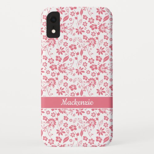 Modern Blush Pink Bright Tropical Flowers iPhone XR Case