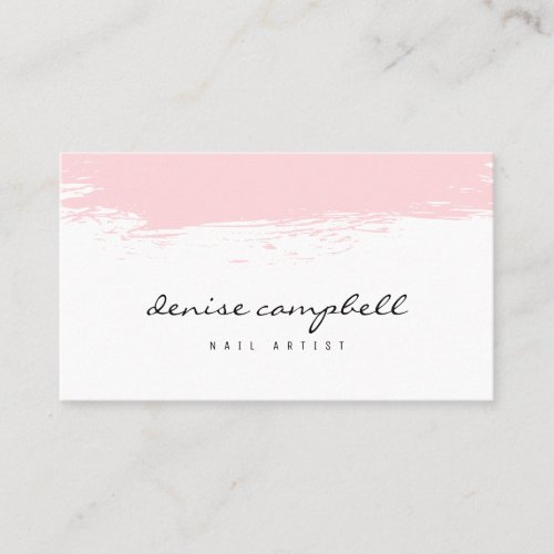 Modern blush pink brushstroke white minimalist business card