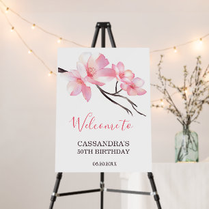 Modern Blush Pink Cherry Blossom Floral Birthday Foam Board