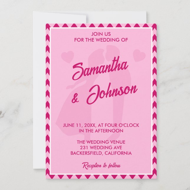 Modern Blush Pink Chevron Stripe Photo Wedding Invitation (Front)
